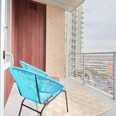 Crack open a beer and admire the Austin skyline from your private balcony