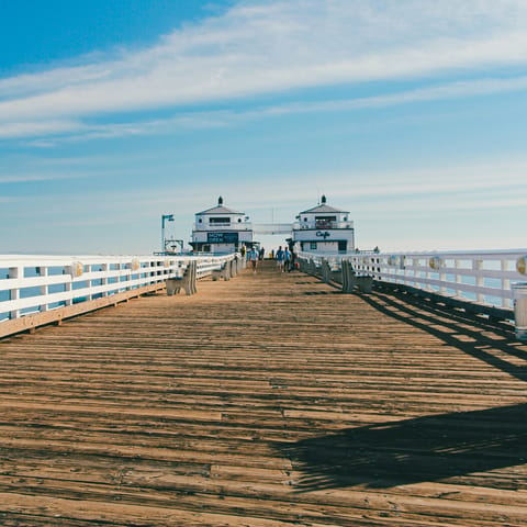Stroll the lovely Malibu pier – a five-minute drive away