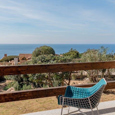 Gaze out at the sea on the balcony – a glass of wine, optional  