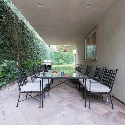 Dine al fresco under covered and quaint outdoor dining area