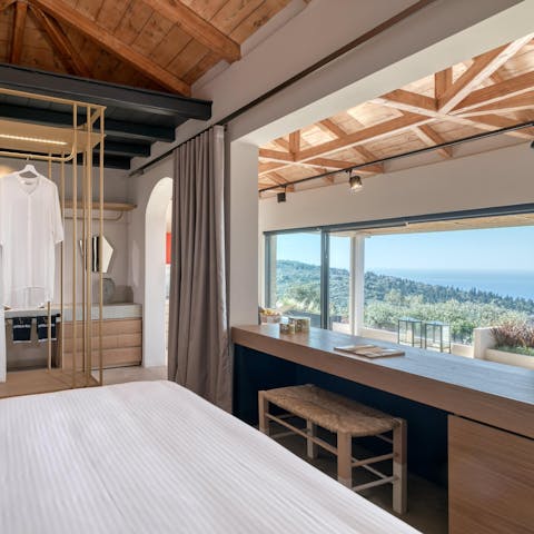 Wake up to sea views, then pen an ode to the Greek islands at the desk space