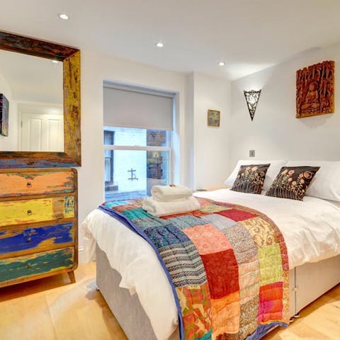 Admire the home's eclectic and colourful decorative pieces