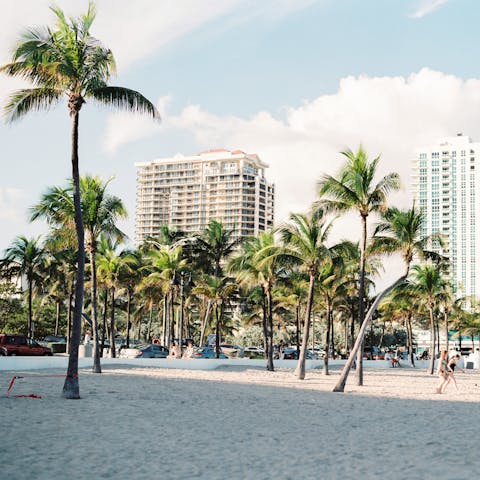 Walk to palm-lined Miami Beach in just two minutes