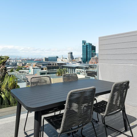 Dine on the rooftop terrace with views across Cape Town