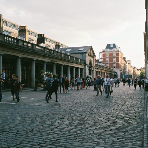 Take the twenty-minute bus ride to the bustling Covent Garden