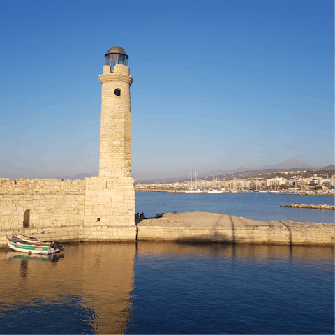 Visit Rethymno, with its old Venetian harbour, 6 kilometres away