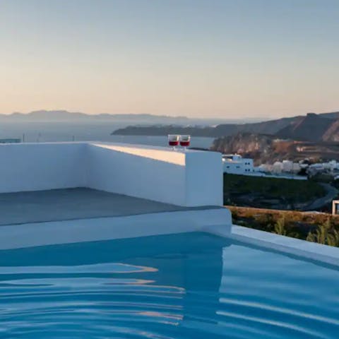 Go for a dip in the private pool, overlooking the sea