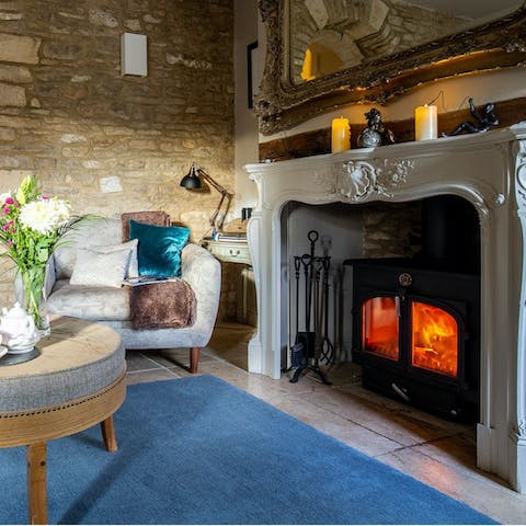 Settle down with a good book in front of the cosy wood burner