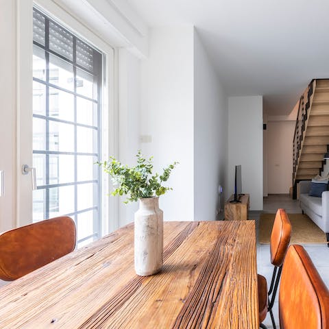 Set the table ready for a traditional Italian breakfast in the light-filled living space