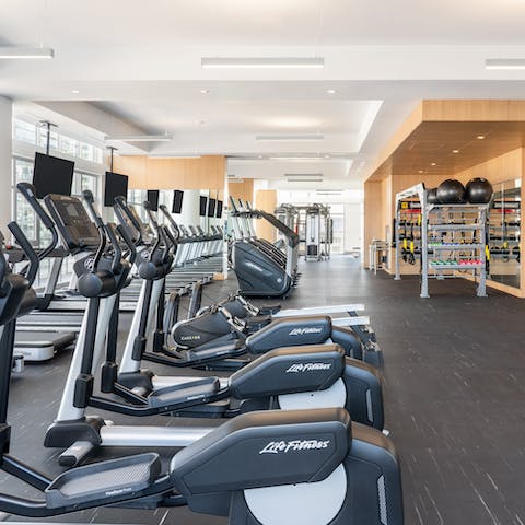 Sweat it out in the apartment building’s communal gym