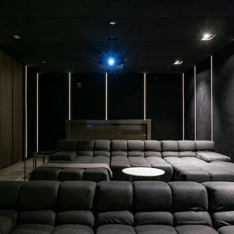 Catch the latest Hollywood blockbuster in the comfy movie room