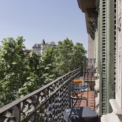 Start your morning with a fresh cup of coffee on the charming balcony
