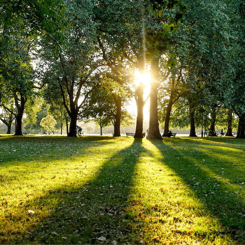 Take an afternoon stroll through leafy Hyde Park, ten minutes away on foot