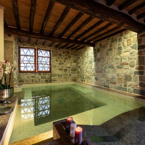 Immerse yourself in the private spa and enjoy hydrotherapy treatments