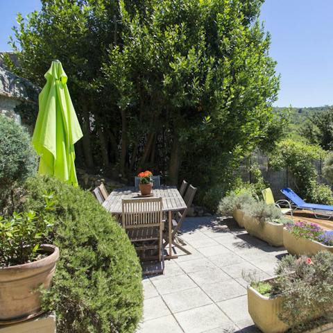 Take a quiet moment in the home's secluded garden