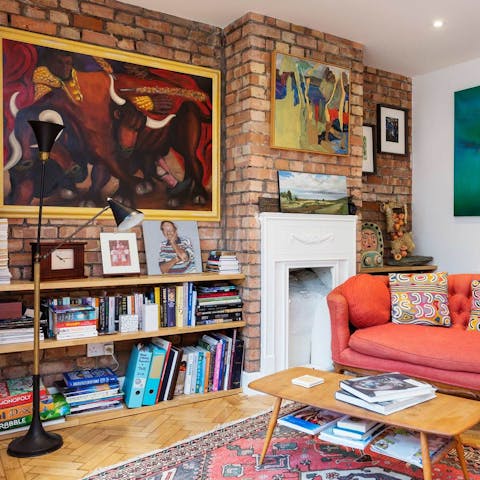 Pick a novel from the bookshelf and lounge on the sofa