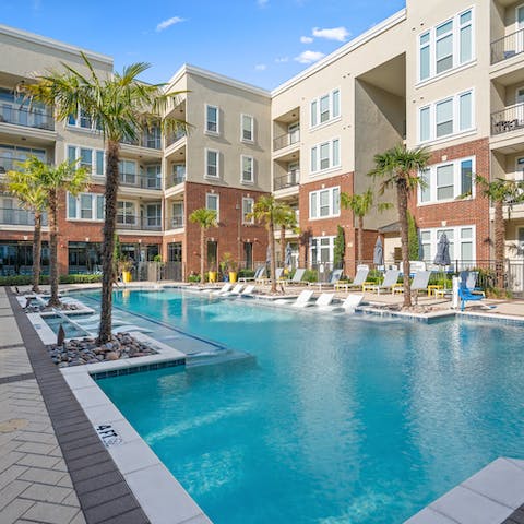 Take a dip in the shared, resort-like pool