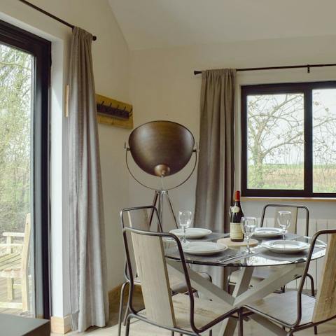 Savour mealtimes with countryside views as your backdrop