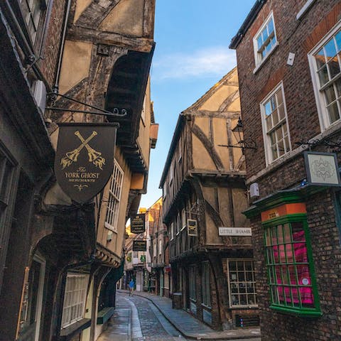 Make the eight-minute walk to the medieval Shambles