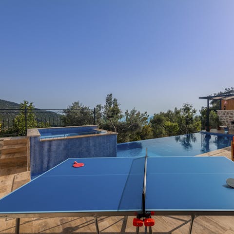 Pause for a game of ping pong overlooking the mountains 