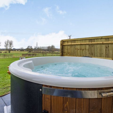 Relax after a long day with a soak in the wood-fired hot tub