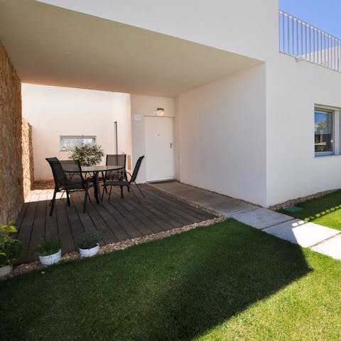 Seek some shade on the covered garden-view terrace