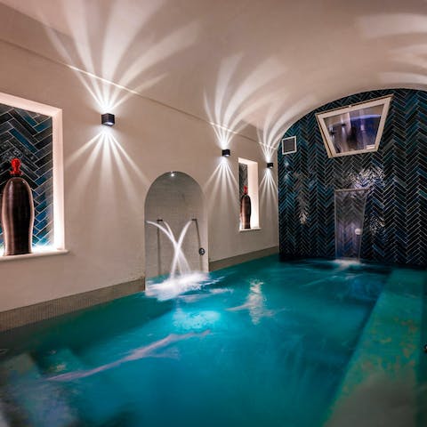 Slip into the warm waters of the indoor pool