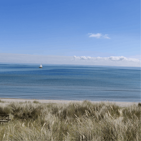 Visit Lyngså Strand beach, just a four–minute drive away