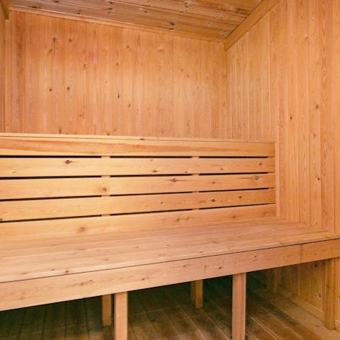 Relax in the built–in sauna