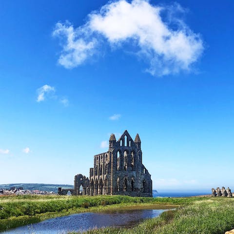 Visit Whitby Abbey, the inspiration behind Stoker's Dracula, an eleven-minute walk away
