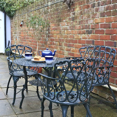 Take a break for teatime in the courtyard garden