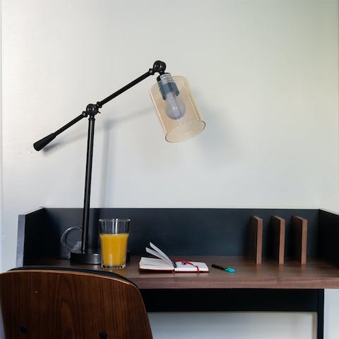 A mid-century styled workspace