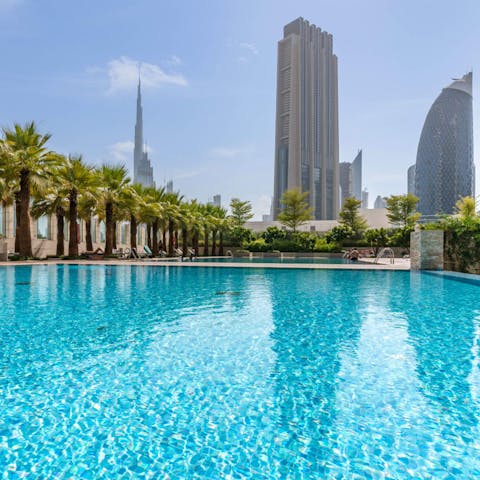 Have a dip in the shared pool with its Burj Khalifa views