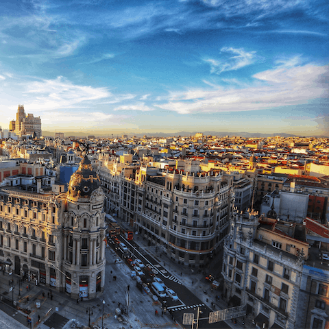 Stay in the heart of the action, just a few minutes' walk from Gran Vía