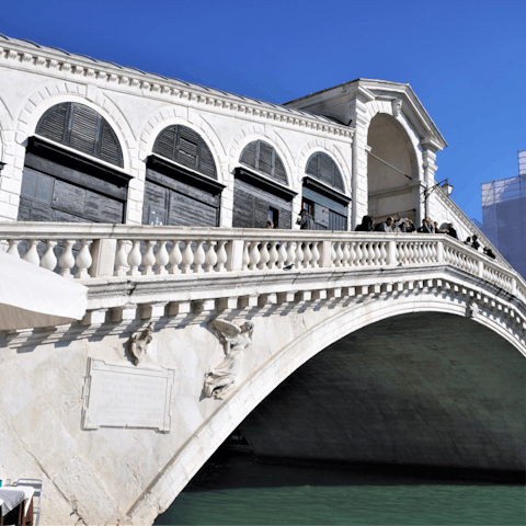 Stroll over to the Rialto Bridge, just a short walk from the apartment