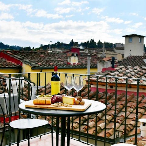 Savour the views over the Florence rooftops on the private balcony