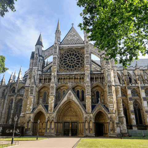 See the beauty of Westminster Abbey up close, a twelve-minute walk away