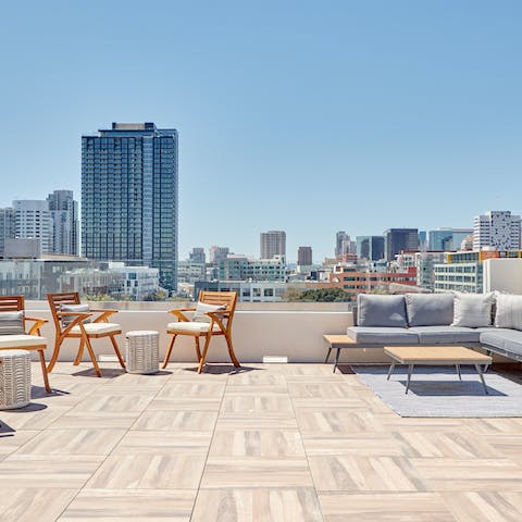 Take in the urban landscape from the rooftop terrace