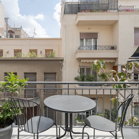 Sip your morning coffee outside on the private balcony
