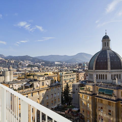Take in the incredible views over Genoa from the balcony