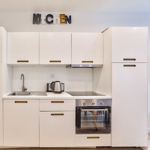 Rustle up a tasty breakfast in the quaint kitchen