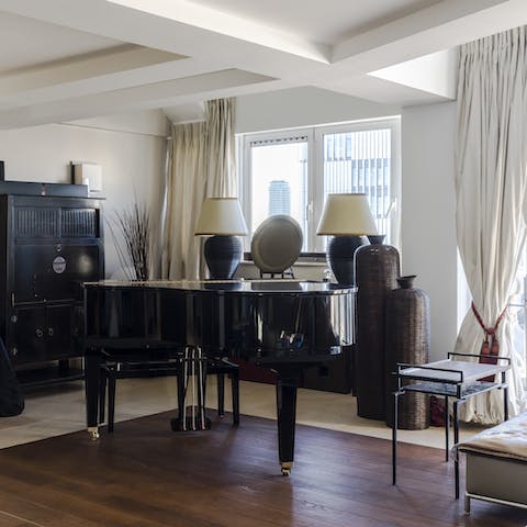 Practise your scales or impress your guests with a tune on the grand piano