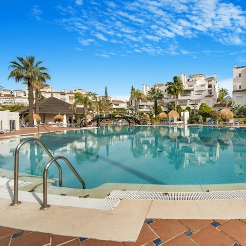 Cool off with a swim in the communal pool