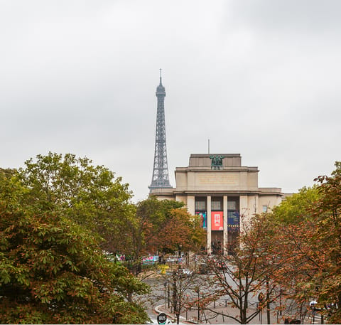 Look out to views of the Eiffel Tower and Place du Trocadéro 