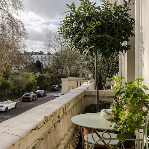 Soak up the morning sun over a cup of coffee on the garden-facing balcony