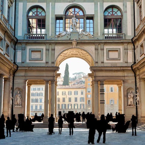 Spend an afternoon exploring the Uffizi Gallery, also twenty minutes away on foot