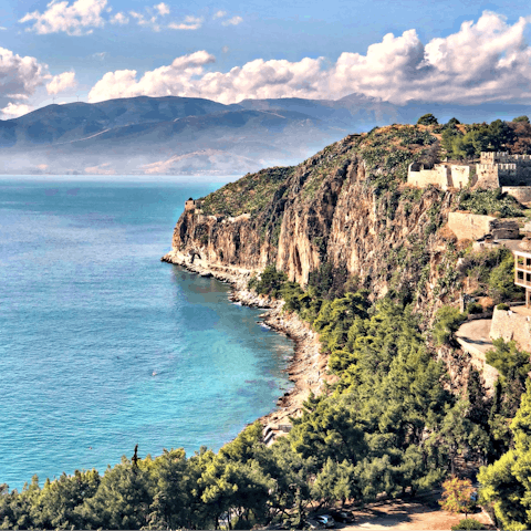 Take a twelve-minute drive into the historic town of Nafplio