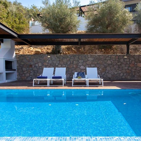Cool off from the Lefkas sun in the private infinity pool 