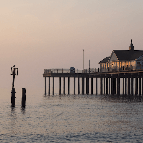 Spend a day down on the sands of Southwold Beach and take a walk along the pier, a fifteen-minute drive