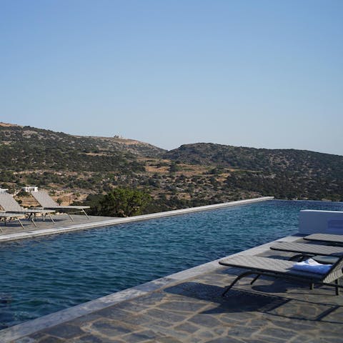 Gaze out as far as the next island of Naxos from the villa's infinity pool